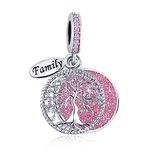 LSxAB Sparkling Pink Family Tree of Life Charm Compatible with Pandora Bracelets