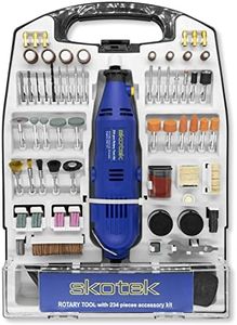 Skotek Corded Rotary Tool 234Pc Accessory Set, 135W Variable Speed 8000-33000RPM, Ideal for DIY Projects, Woodwork, Hobby Craft & Dremel Multi Tool Compatible with Carry Case Included