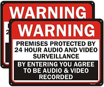 Warning Premises Protected by 24 Hour Audio and Video Surveillance by Entering You Agree to Be Recorded Signs 10" x 14" Metal Reflective Rust Free Aluminum Waterproof Outdoor Use 2 Pack