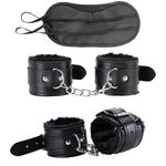 Lyxhag Two pairs Fluffy Fitness Wrist Leather Handcuffs Bracelet Soft Plush Exercise Bands LeashBracelets with Detachable Leash Chain, Used for yoga and fitness, Black