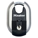 MASTER LOCK Heavy Duty Disc Padlock, Security Level 9/10, Outdoor, Keyed, Stainless Steel Titanium Reinforced, Closed Shackle