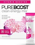 Pureboost Clean Energy Booster, Refreshing Energy Drink Mix with B12 Vitamins, Electrolytes, Antioxidants, Sugar-Free Energy with No Sucralose (Berry Boost, 30 Count)