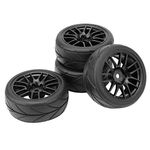 GOTOTOP 4pcs Rubber RC Racing Tyre, 1/10 RC Truck Wheel Tyre Car On Road Wheel Rims for ZD Racing Buggy Car(black)