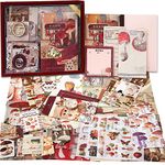 HASTHIP 270 Pcs Journal Supplies Kit, Vintage Aesthetic Scrapbook Kit, Scrapbook Stickers, Journal Supplies With Scrapbooking Paper A6 Grid Notebook, Birthday Gift For Adult Teen Girl Kid, Brown