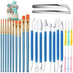 Fondant Tools, 26 Pieces Cookie Decorating Supplies Fondant Cake Sculpting Modeling Tools Cookie Brushes Set Sugar Stir Needles Straight Tweezer and Elbow Baking Supplies for Cookie Cake Decoration