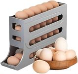 30 Eggs Storage Dispenser for Fridge - Stackable Plastic Egg Tray Box with Auto Rolling Feature - Egg Dispenser for Fridge 30 eggs - Egg Rack for Fridge - Egg Organizer for Kitchen - Homello - (GREY)