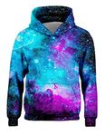 Freshhoodies Boys Hoodie Kids Jumpers 3D Printed Galaxy Long Sleeve Sweatshirt Blue Purple Pullover Hoody Girls Teen Childrens Party Gifts, 6-8 Years