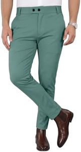 Mehrang Men's Stretchable Stretchable Formal Pant Trousers | Stylish Slim Fit Mid Rise Men's Wear Trousers For Office Or Party | Polycotton Knitted Fabric (In, Numeric, 34, English Green)