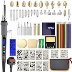 Wood Burning Kit 77Pcs, 60W LCD Adjustable Temperature Soldering Pyrography Wood Burning Set Tool Pen and Accessories,Graphics, Soldering Irons,woodburning Embossing Carving…