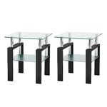 IANIYA Modern Tempered Glass Coffee Table Set - 3 Piece Living Room Table Set - Sleek Design, High Capacity (2, Transparent)