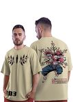 CRAZYMONK Unisex Akaza Upper Rank Demon Oversized T-Shirt - Taupe, Xxl