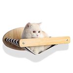 Cat Hammock Wall Mounted Large Cats Shelf - Solid Wood Cat Perches Climbing Shelf- Stripes Kitty Furniture for Sleeping, Playing, Climbing, and Lounging - Easily Holds up to 40 lbs (Stripes Hammock)