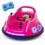 HONEY JOY 12V Toddler Bumper Car, Battery Powered Baby Ride on Bumper Car, Dual Joysticks, Flashing LED Light & Music, Electric Vehicle Ride on Toys w/Remote Control, Gift for Boys Girls (Pink)