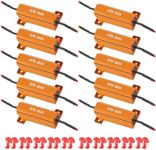 AIRKOUL 10pcs 50W 6ohm Load Resistors Kit for LED Turn Signal Lights - Fixes Hyper Flash & Blink Error Code, Amber