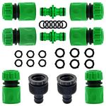 HASTHIP Abs 10Pcs Hose Pipe Connector For Tap & Garden Hose, Universal Tap Connector With 2 Double Male Snap Connector & 6 Hose End Quick Connector & 2 Hose Tap Connector, Suit For 1/2In 3/4In