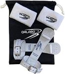 QALARO PRO Single Buckle Dowel Grips for Girls Gymnastics | Gymnastics Grips for Girls with 4" Cotton Wristbands | Youth Bar Grips (White, 2 - Medium)