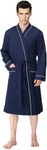 NY Threads Mens Knit Robe Lightweight Summer Cotton Blend Bathrobe, Navy, Large