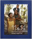 Americanflat 11x14 Picture Frame in Navy Blue - Rustic Picture Frame with Textured Engineered Wood and Shatter-Resistant Glass - Horizontal or Vertical Formats For Wall Display