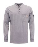 BOCOMAL FR Shirts Flame Resistant Shirt 5.5oz 100% Cotton Light Weight CAT2 Fire Retardant Henley Shirts, Heather Grey, X-Large