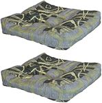 Sunnydaze 20-Inch Square Tufted Indoor/Outdoor Patio Cushions - Set of 2 - Modern Jazz