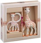 Sophie la girafe Sophiesticated Original Teether and Teething Ring Gift Set, 100% Natural Rubber Baby Teething Toys, Baby Gift Box Set with Gift Bag and Card