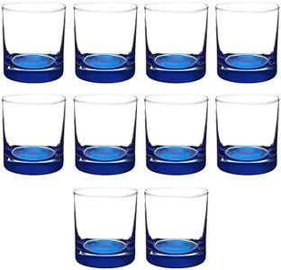 Whiskey Glasses by Libbey 10 oz. Set of 10, Bulk Pack - Heavy Base Old Fashioned Glass, Perfect for Scotch, Bourbon, Whiskey, Cocktail - Blue