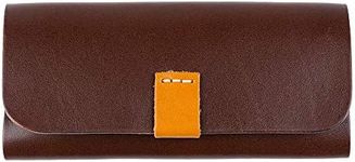 ZLYC Unisex Handmade Vegetable Tanned Leather Hard Eyeglass Case Sunglasses Holder (（Hidden buckle）Coffee)
