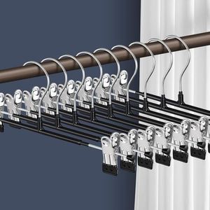 HWAJAN Pants Hangers with Clips 60 Pack Adjustable Skirt Hangers for Women Non-Slip Trousers Hanger for Jeans Clothes Hangers for Pants Heavy Duty Space Saving Shorts Hangers,Black,14Inch