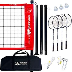 Park & Sun Sports Portable Outdoor Badminton Net System with Carrying Bag and Accessories: Sport Series