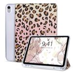 Vozehui Case For New iPad 10th Generation Case 2022, iPad 10.9 inch Case with Pencil Holder, Protective Cover with Trifold Stand for iPad 10th, Auto Wake/Sleep, Leopard Print