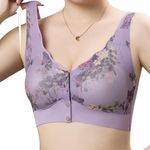 Neellohit Women's Polyester No Ring Anti Sag Big Breast New Moms Padded Front Open Feeding Bra Maternity Baby Nursing Purple