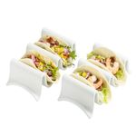 MISSYSSIM Taco Holder, Porcelain Taco Tray with Handles, Perfect for Keeping Tacos in Place, Serving Dish for Entertraining, Taco Shell Holds 4 Taco, Set of 2