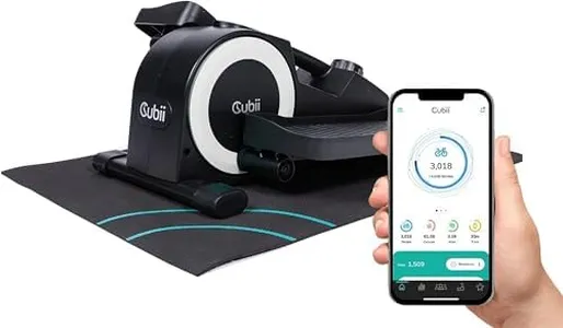 Cubii JR1+ Under Desk Elliptical Exercise Machine Bundle with Non Slip Mat - Compact, Quiet, Adjustable Resistance Levels, Portable, Bluetooth Connected for Adults and Seniors