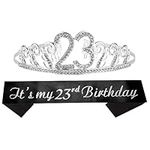 23rd Birthday Gifts for Women, 23rd Birthday Tiara and Sash, Happy 23rd Birthday Party Supplies,23rd Birthday Satin Sash,