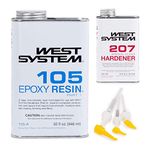 West System 105A Epoxy Resin (32 fl oz) Bundle with 207SA Special Clear Epoxy Hardener (10.6 fl oz) and 300 Mini Pumps Epoxy Metering 3-Pack Pump Set (3 Items)