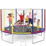 STEP OVER 6FT,8FT,10FT,12FT, 14FT, 16FT Trampoline (14 FEET) for Kids/Adults || Indoor/Outdoor (Supports Upto 260kgs)||Enclosure net and Poles Safety Pad Ladder Jumping Mat ||Heavy Duty||2024 Edition