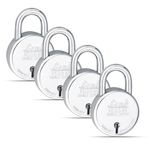 Link Lock Brass S Round 65Mm_Double Locking Padlock (Silver, Pack of 4) Made in Aligarh.
