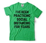 Silk Road Tees Mens Funny Introvert Tee Shirt Social Distancing Chamption T-Shirt - Green - XXXL