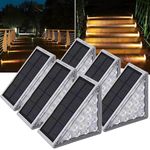 Adyos 6 Pack Warm White Solar Step Lights Outdoor, Solar Stair Ligths Waterproof IP67, Outside Solar Garden Lights for Ground Decking Walkway Pathway Decoration & Outdoor Triangle Solar Powered Lights