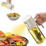 Gorouy 2-in-1 Oil Spray Bottle, 19.3 oz Oil Dispenser for Cooking Air Fryer, Leakproof Glass Olive Oil Bottle for Salad Baking BBQ Kitchen Cooking Gadgets