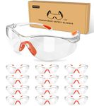 12 Packs Orange Safety Glasses for Men and Women - Clear Working Glasses and Goggles for Ultimate Eye Protection