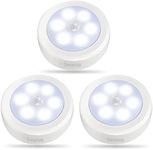3Packs Motion Sensor Light Indoor,LED Closet Lights,Night Light Battery Powered,Battery Operated Cabinet Light,Wireless Wall Puck Lamp Stick for Stair,Step,Hallway,Garage,Entrance (Cool White)