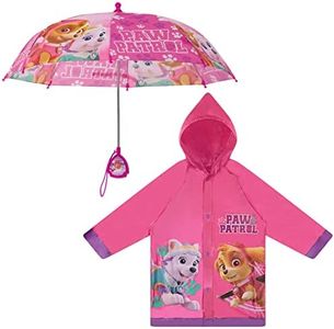 Nickelodeon baby girls Nickelodeon Kids Slicker, Paw Patrol Toddler Little Girl Rain Wear Set, for Ages 2- Slicker and Umbrella, Dark Pink, 4-5T US