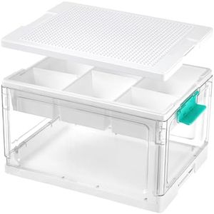 Vtopmart 24 QT Clear Plastic Storage Box with Building Baseplate Lid,2 Pack