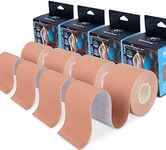 4 Pack Kinesiology Tape for Sports Athletes - 16 FT Waterproof Athletic Tape for The Knee, Elbow and Shoulder Muscles, etc. (Beige)