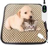 Couvkadl Pet Heating Pad, Electric Heated Pad for Dogs and Cats Indoor Waterproof Warming Mat with 9 Levels of Temperature Adjustment, Auto Off, Durable for Puppies Cats Dogs (18” X 18”)