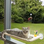 AHYUANBA Cat Hammock,Cat Window Perch,Cat Window Hammock Bed with Upgraded 4 Strong Suction Cups,Cat Window Seat Large Bed Hammock Space Saving Design with 2Pcs Funny Cat Teaser Toy for Any Cat Size