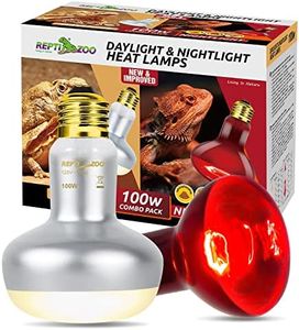 REPTI ZOO 2 Pack 100W Reptile Heat Lamp Bulbs,Upgraded Reptile Day and Night Basking Spot Bulb Combo Amphibian Infrared Heat Lamp Bulb/UVA Basking Spot Daylight Heating Light Bulb