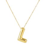 Bubble Letter Necklace, 14k Gold Plated Balloon Initial Necklace Personalized Balloon Alphabet Pendant Necklaces Jewelry Gift for Women Girls (L)