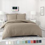 Sofrito Microfiber Ultra Soft Wrinkle Free Duvet Cover/Comforter Cover/Quilt Cover/Blanket Cover with Solid Zipper Closure & Four Corner Ties (Double - 91"x101" - Inches) - Taupe, 300